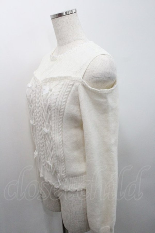 画像3: axes femme POETIQUE / メニーリボン肩あきニットプルオーバー  アイボリー I-26-01-29-007-AX-TO-SA-ZI (3)