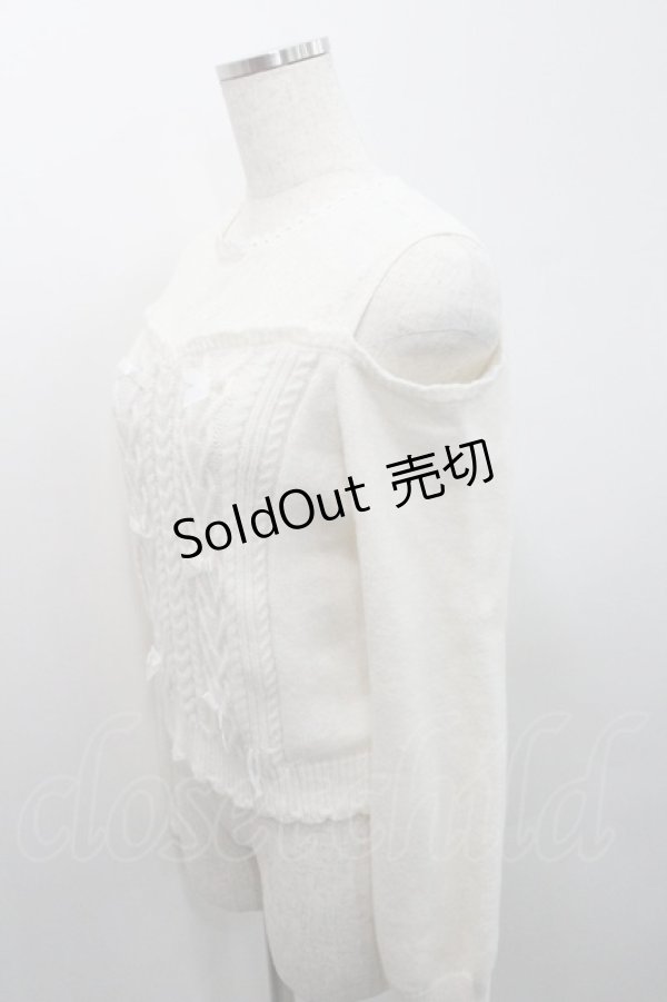 画像3: axes femme POETIQUE / メニーリボン肩あきニットプルオーバー  アイボリー I-26-01-29-007-AX-TO-SA-ZI (3)