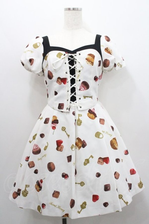 画像1: Secret Honey / スイーツ柄ビスチェワンピース 2 オフ I-26-01-29-064-CA-OP-TE-ZI (1)