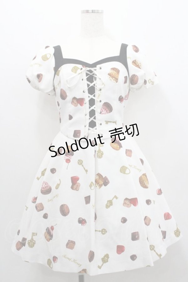 画像1: Secret Honey / スイーツ柄ビスチェワンピース 2 オフ I-26-01-29-064-CA-OP-TE-ZI (1)