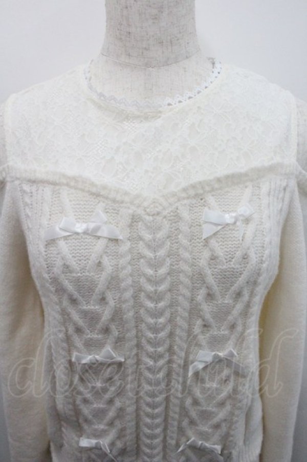 画像4: axes femme POETIQUE / メニーリボン肩あきニットプルオーバー  アイボリー I-26-01-29-007-AX-TO-SA-ZI (4)