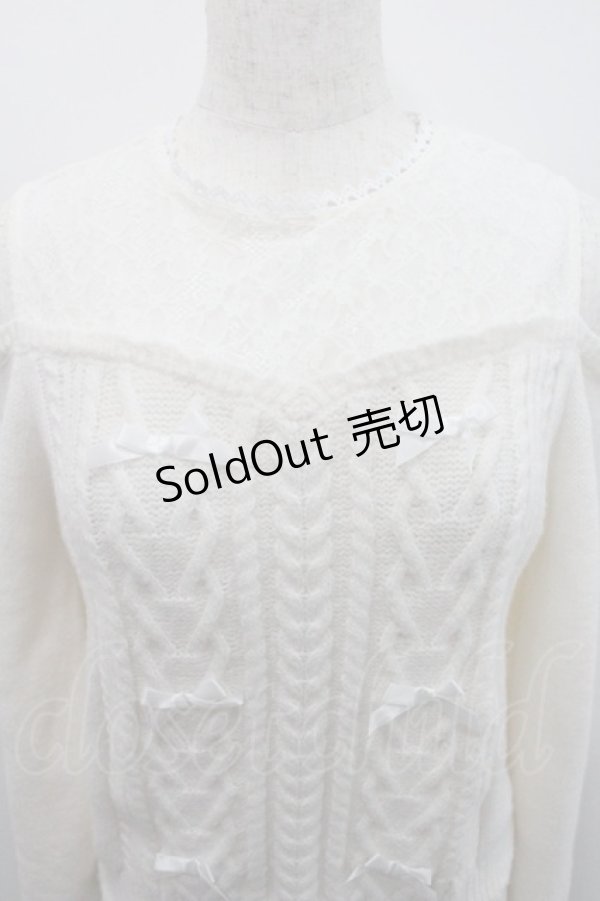 画像4: axes femme POETIQUE / メニーリボン肩あきニットプルオーバー  アイボリー I-26-01-29-007-AX-TO-SA-ZI (4)