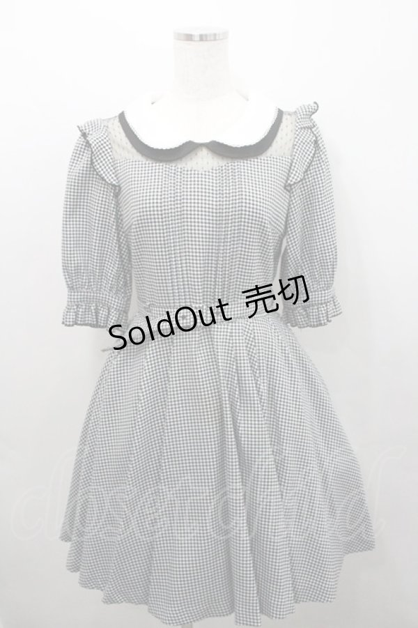 画像1: Secret Honey / ２重襟千鳥格子ワンピース 2 黒×白 I-26-01-29-066-CA-OP-TE-ZI (1)