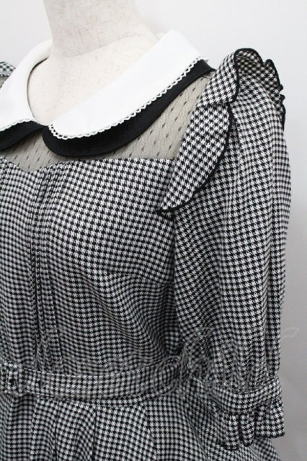 画像3: Secret Honey / ２重襟千鳥格子ワンピース 2 黒×白 I-26-01-29-066-CA-OP-TE-ZI (3)