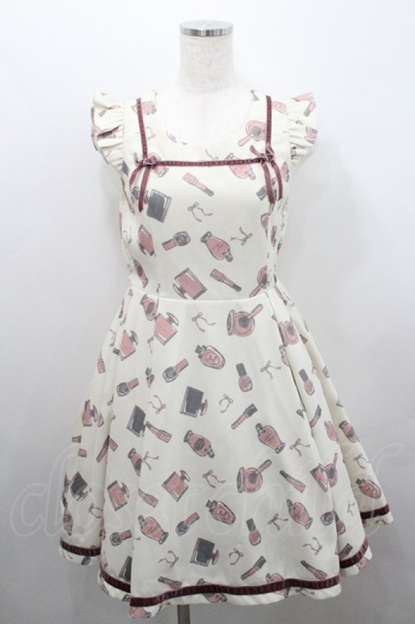 画像1: Secret Honey / コスメ総柄ノースリーブワンピース 2 アイボリー I-26-01-29-069-CA-OP-TE-ZI (1)