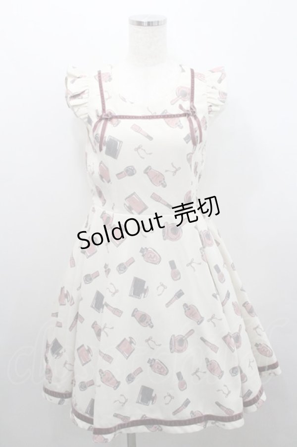 画像1: Secret Honey / コスメ総柄ノースリーブワンピース 2 アイボリー I-26-01-29-069-CA-OP-TE-ZI (1)