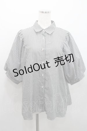 画像: axes femme / ボリューム袖ブラウス  黒Ｘ白チェック I-26-01-29-008-AX-BL-SA-ZI