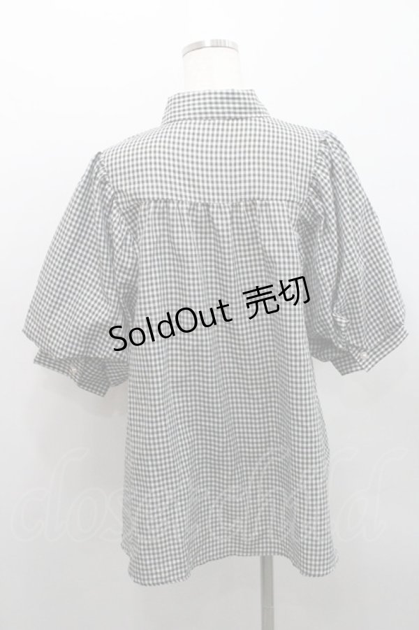 画像2: axes femme / ボリューム袖ブラウス  黒Ｘ白チェック I-26-01-29-008-AX-BL-SA-ZI (2)