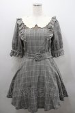 画像1: Secret Honey / スカラップ襟グレンチェック半袖ワンピース 2 グレー×ピンク I-26-01-29-080-CA-OP-TE-ZI (1)