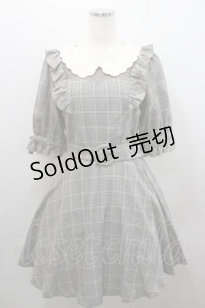 画像: Secret Honey / スカラップ襟グレンチェック半袖ワンピース 2 グレー×ピンク I-26-01-29-080-CA-OP-TE-ZI