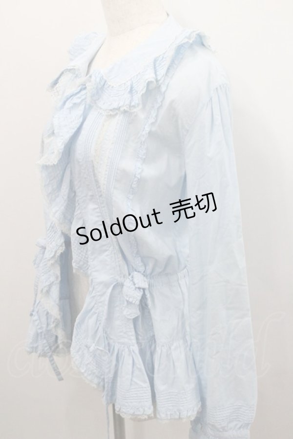 画像3: PINK HOUSE / フロントレース&ピンタックオーバーブラウス  サックス I-26-01-29-086-LO-BL-SA-ZI (3)