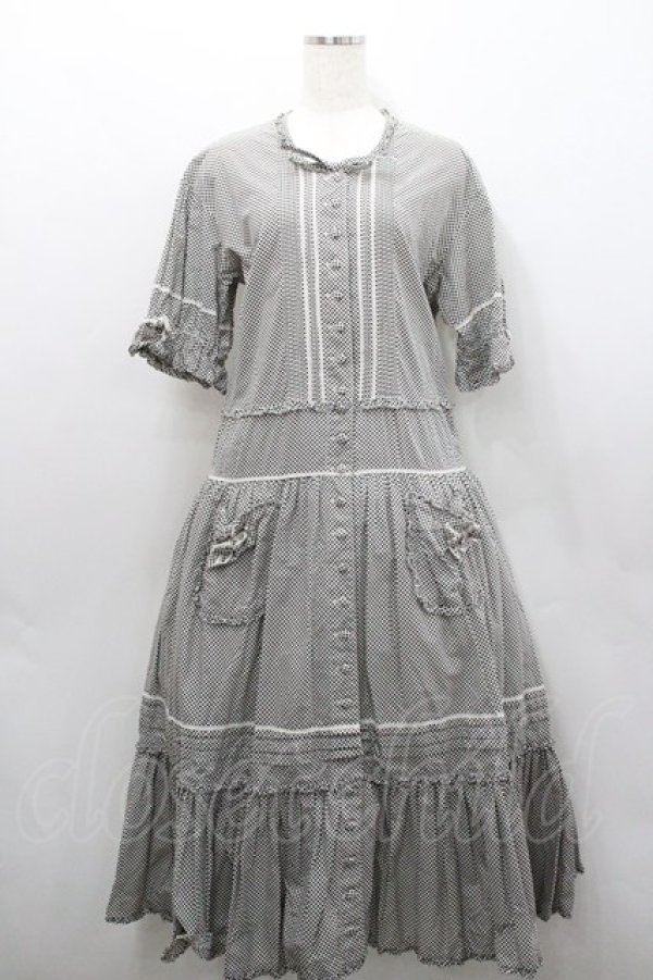 画像1: PINK HOUSE / ドット半袖ワンピース  黒Ｘ白 I-26-01-29-088-LO-OP-SA-ZI (1)