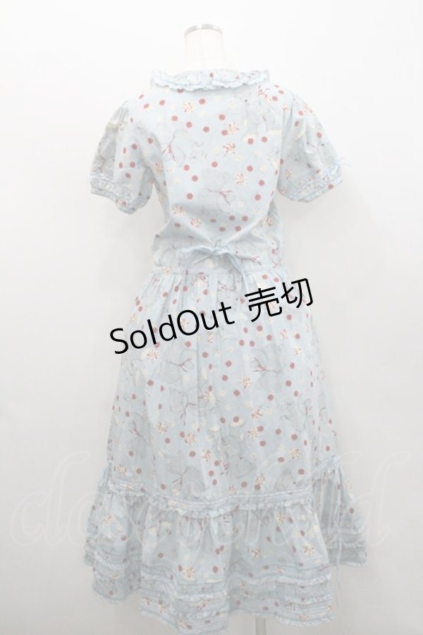 画像2: PINK HOUSE / カーネーションテディベアプリント半袖ワンピース  サックス I-26-01-29-089-LO-OP-SA-ZI (2)