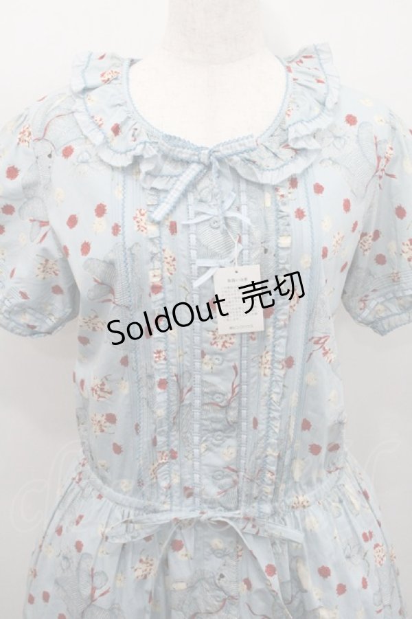 画像3: PINK HOUSE / カーネーションテディベアプリント半袖ワンピース  サックス I-26-01-29-089-LO-OP-SA-ZI (3)