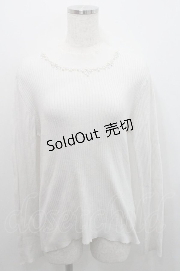 画像1: axes femme / ハイネックビジューニットプルオーバー  白 I-26-01-29-010-AX-TO-SA-ZI (1)