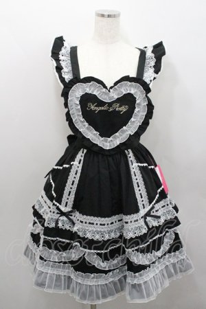 画像: Angelic Pretty / Heart胸あて付スカート  黒ｘ白 I-26-01-29-090-AP-SK-SA-ZI
