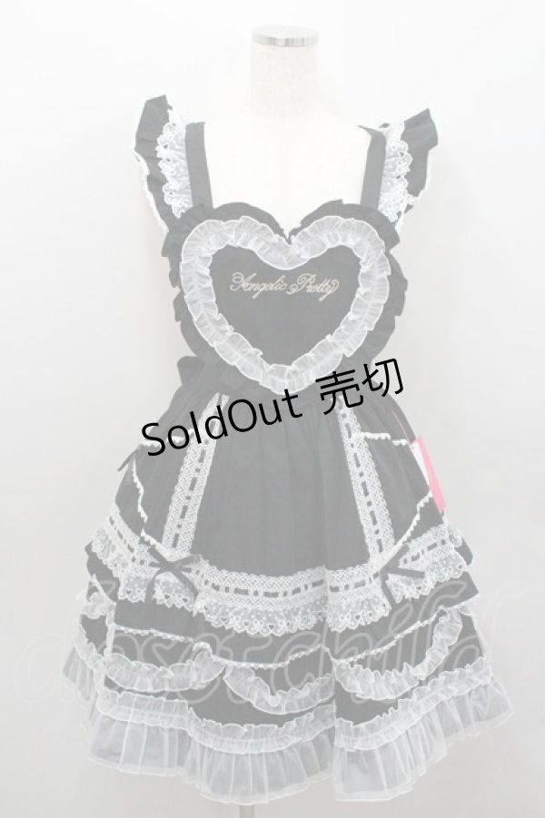 画像1: Angelic Pretty / Heart胸あて付スカート  黒ｘ白 I-26-01-29-090-AP-SK-SA-ZI (1)