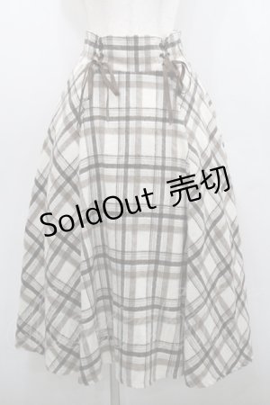 画像: axes femme / レースアップ起毛チェックスカート  アイボリーＸブラウン I-26-01-29-096-AX-SK-SA-ZI