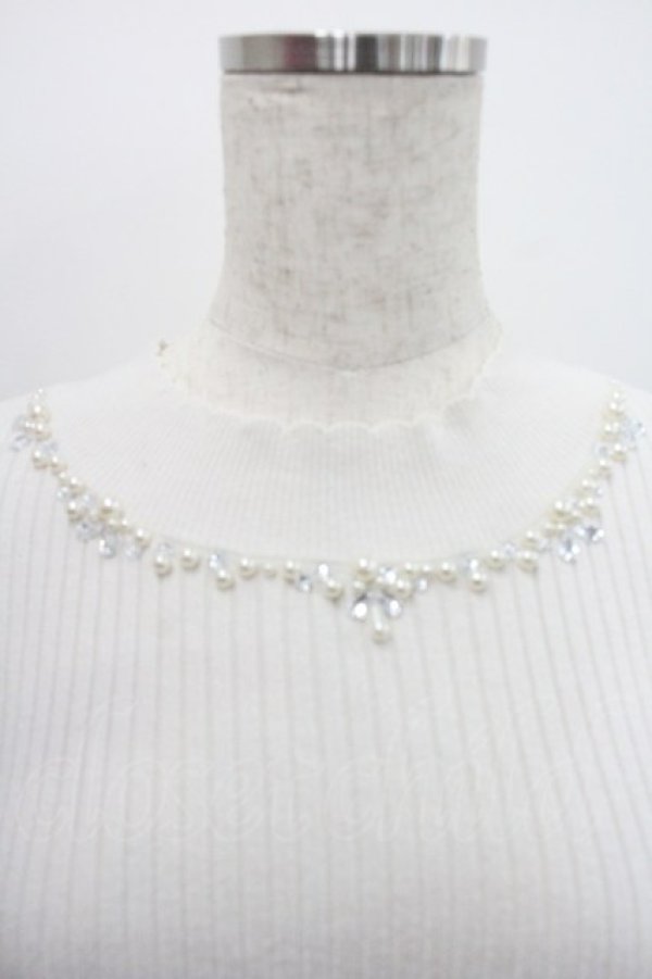 画像3: axes femme / ハイネックビジューニットプルオーバー  白 I-26-01-29-010-AX-TO-SA-ZI (3)