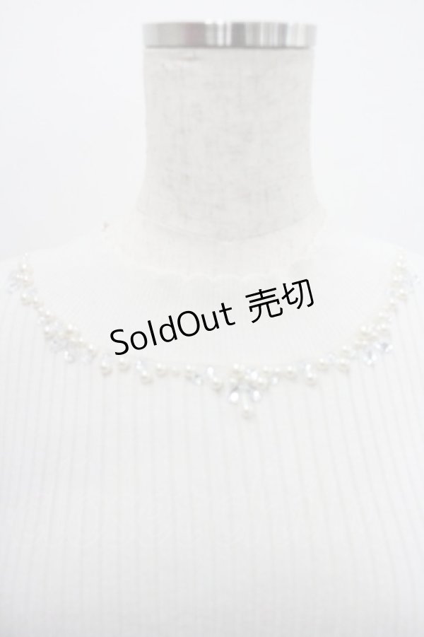 画像3: axes femme / ハイネックビジューニットプルオーバー  白 I-26-01-29-010-AX-TO-SA-ZI (3)