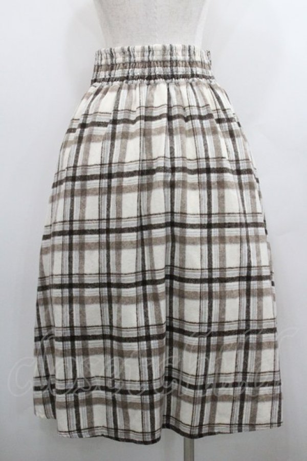 画像2: axes femme / レースアップ起毛チェックスカート  アイボリーＸブラウン I-26-01-29-096-AX-SK-SA-ZI (2)