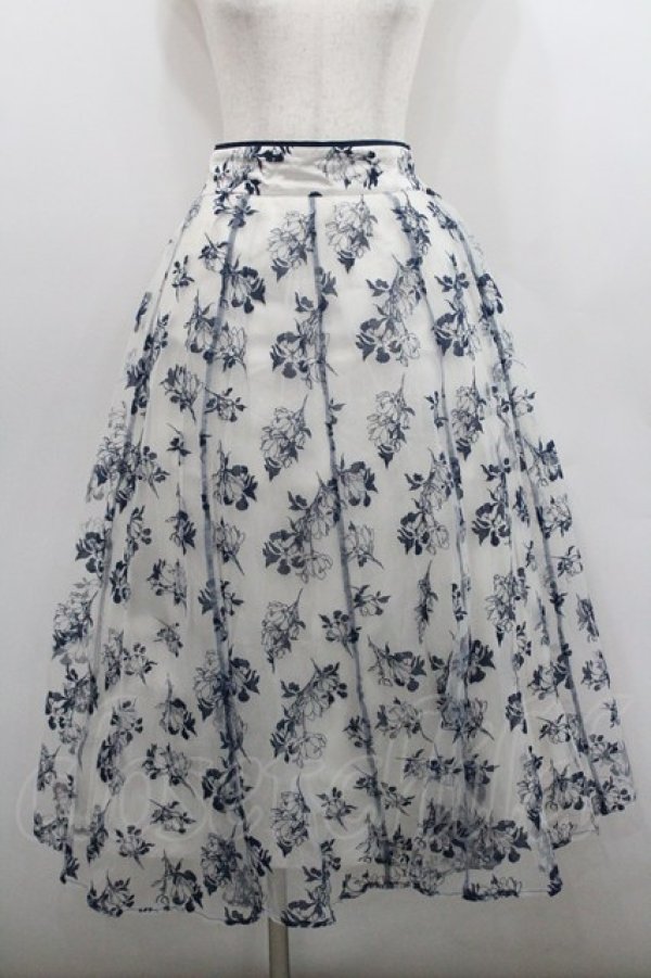 画像1: axes femme / フロッキーチュールスカート  ネイビーＸアイボリー I-26-01-29-098-AX-SK-SA-ZI (1)