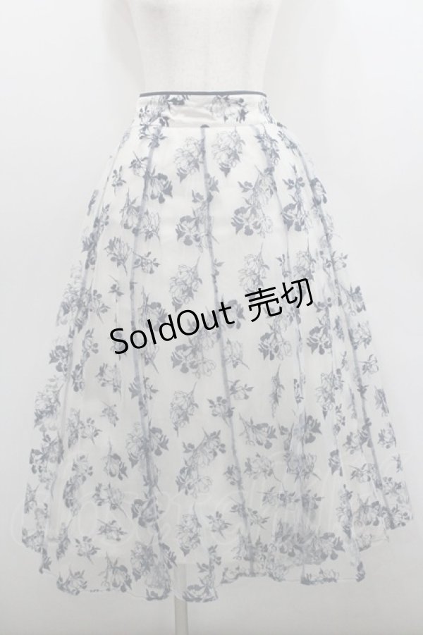 画像1: axes femme / フロッキーチュールスカート  ネイビーＸアイボリー I-26-01-29-098-AX-SK-SA-ZI (1)