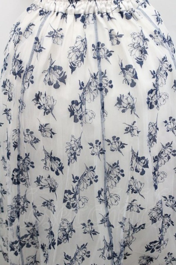 画像3: axes femme / フロッキーチュールスカート  ネイビーＸアイボリー I-26-01-29-098-AX-SK-SA-ZI (3)