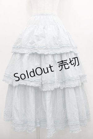 画像: PINK HOUSE / ギンガムチェック3段フリルスカート  サックスＸ白 I-26-01-29-099-LO-SK-SA-ZI