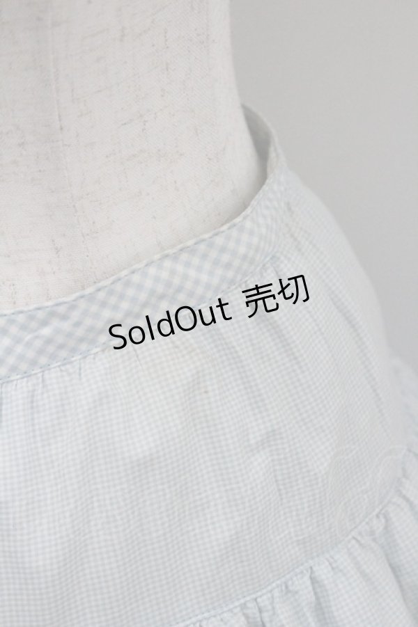 画像3: PINK HOUSE / ギンガムチェック3段フリルスカート  サックスＸ白 I-26-01-29-099-LO-SK-SA-ZI (3)