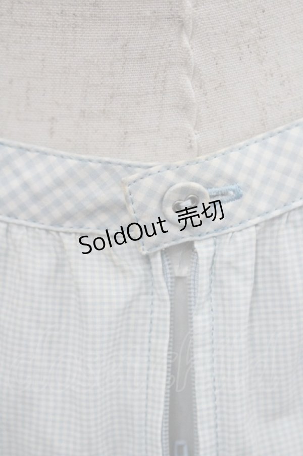 画像4: PINK HOUSE / ギンガムチェック3段フリルスカート  サックスＸ白 I-26-01-29-099-LO-SK-SA-ZI (4)