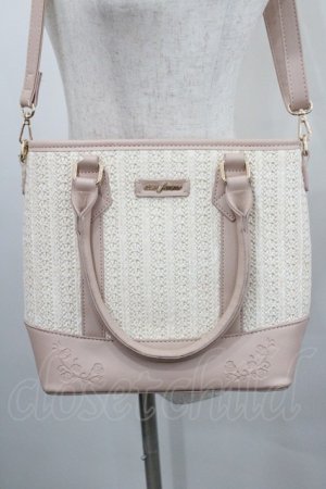 画像: axes femme / 合皮×雑材バイカラーバッグ  ピンクＸアイボリー I-26-01-29-100-AX-BG-SA-ZI