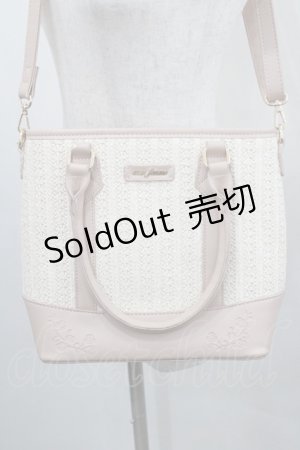 画像: axes femme / 合皮×雑材バイカラーバッグ  ピンクＸアイボリー I-26-01-29-100-AX-BG-SA-ZT0402I