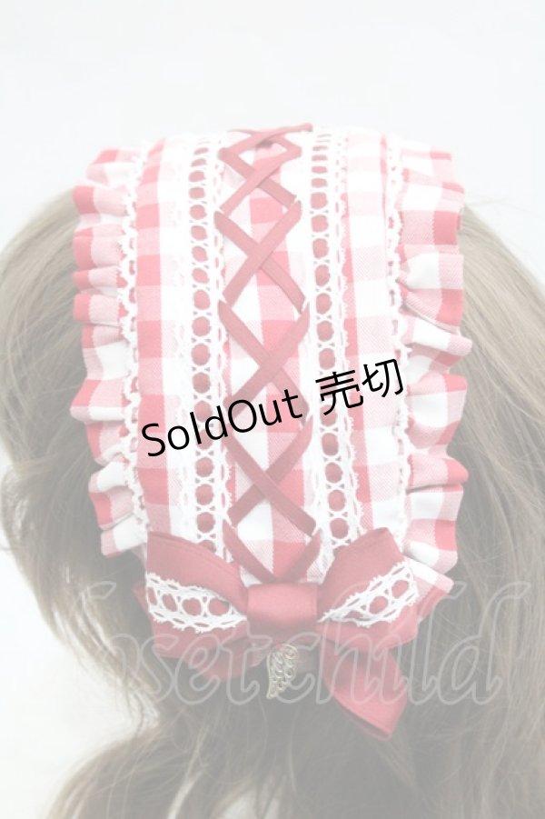 画像3: metamorphose / ヘッドドレス風カチューシャ(ギンガム)  赤×白 I-26-01-29-103-ME-AC-TE-ZI (3)