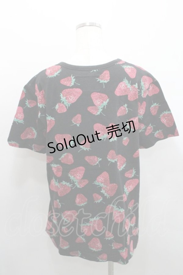 画像2: yaponskii / 苺総柄Tシャツ  黒 I-26-01-29-012-PU-TS-TE-ZI (2)