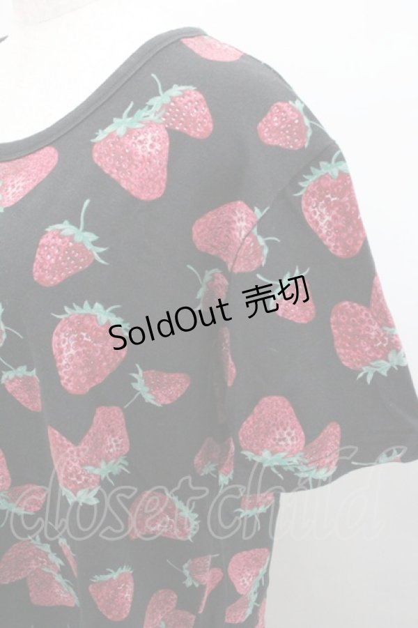 画像3: yaponskii / 苺総柄Tシャツ  黒 I-26-01-29-012-PU-TS-TE-ZI (3)