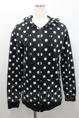 画像: yaponskii / 水玉ジップパーカー  黒 I-26-01-29-013-PU-TO-TE-ZI