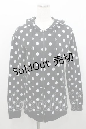 画像: yaponskii / 水玉ジップパーカー  黒 I-26-01-29-013-PU-TO-TE-ZI