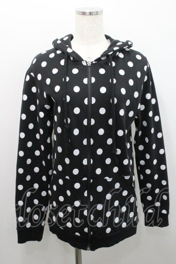 画像1: yaponskii / 水玉ジップパーカー  黒 I-26-01-29-013-PU-TO-TE-ZI (1)