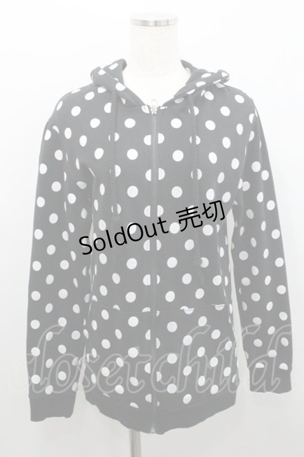 画像1: yaponskii / 水玉ジップパーカー  黒 I-26-01-29-013-PU-TO-TE-ZI (1)