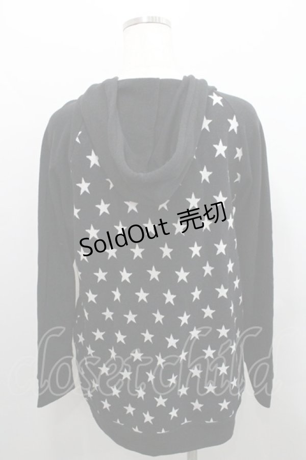 画像2: ALGONQUINS / 星柄パーカー F 黒 I-26-01-29-014-AL-TS-TE-ZI (2)