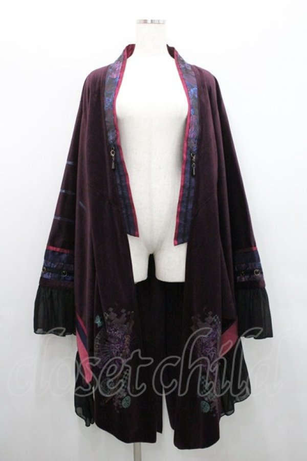 画像1: Ozz oneste / 着物袖ベロア羽織  パープル I-26-01-29-015-OO-TO-SA-ZI (1)