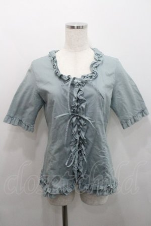 画像: PINK HOUSE / フリル半袖ブラウス  サックス I-26-01-29-016-LO-BL-SA-ZI