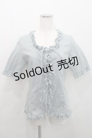 画像: PINK HOUSE / フリル半袖ブラウス  サックス I-26-01-29-016-LO-BL-SA-ZI