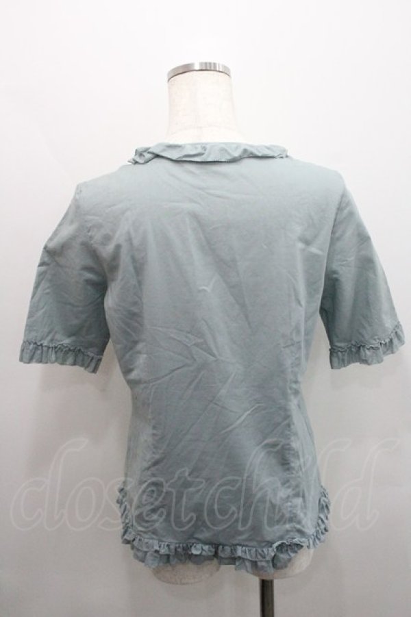 画像2: PINK HOUSE / フリル半袖ブラウス  サックス I-26-01-29-016-LO-BL-SA-ZI (2)