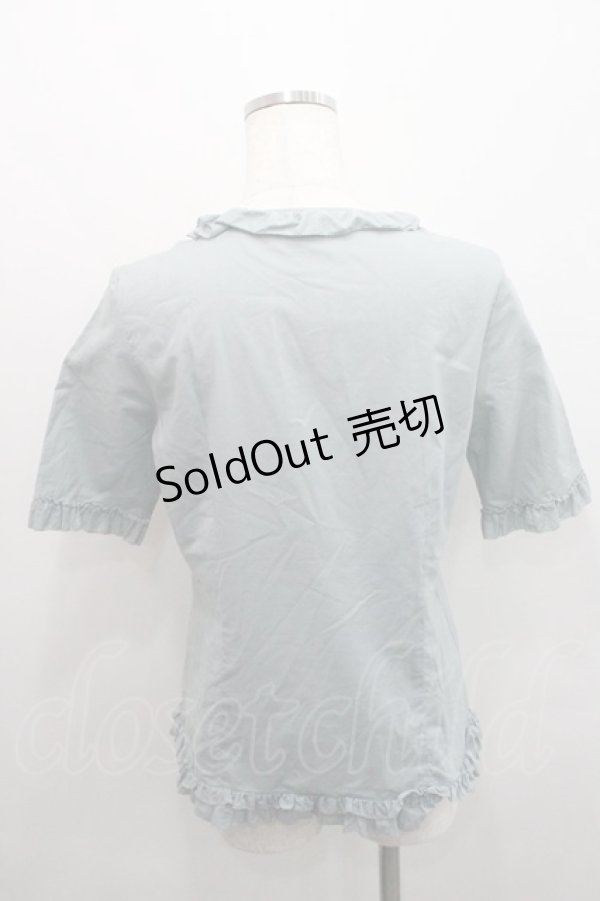 画像2: PINK HOUSE / フリル半袖ブラウス  サックス I-26-01-29-016-LO-BL-SA-ZI (2)