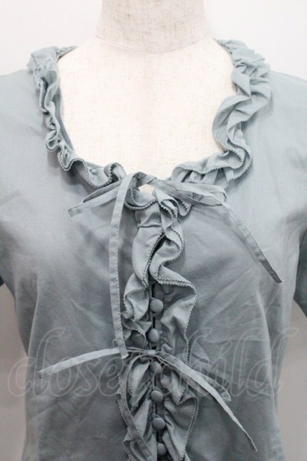 画像3: PINK HOUSE / フリル半袖ブラウス  サックス I-26-01-29-016-LO-BL-SA-ZI (3)