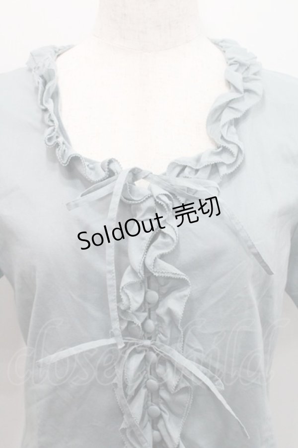 画像3: PINK HOUSE / フリル半袖ブラウス  サックス I-26-01-29-016-LO-BL-SA-ZI (3)