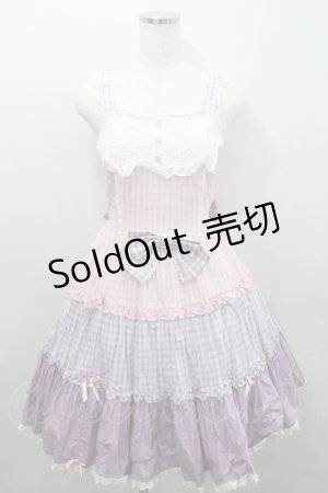 画像: Angelic Pretty / カラフルギンガムジャンパースカート  ピンク×ラベンダー I-26-01-29-026-AP-OP-TE-ZI