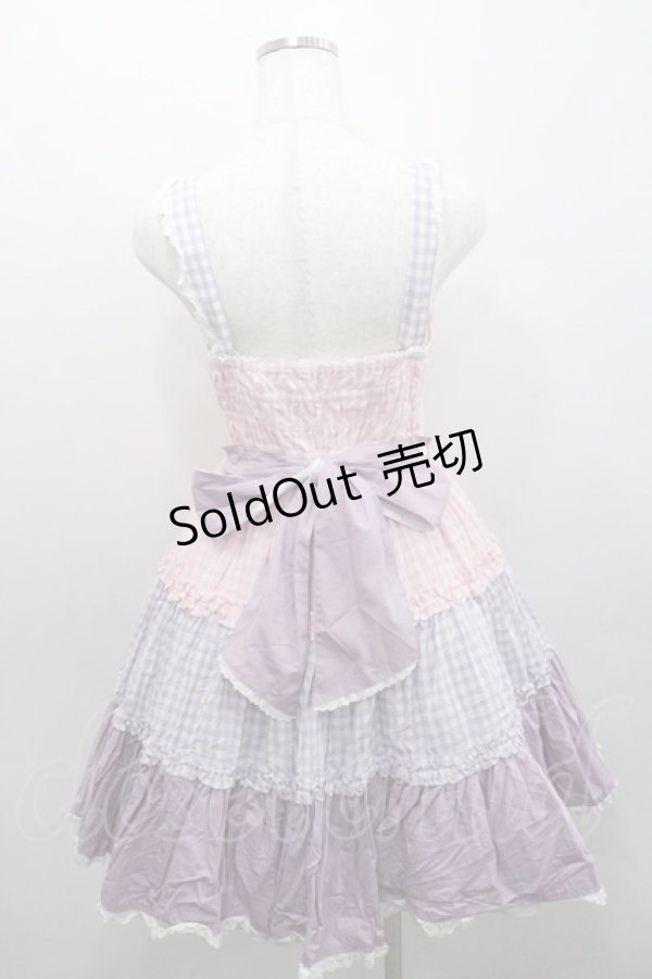 画像2: Angelic Pretty / カラフルギンガムジャンパースカート  ピンク×ラベンダー I-26-01-29-026-AP-OP-TE-ZI (2)